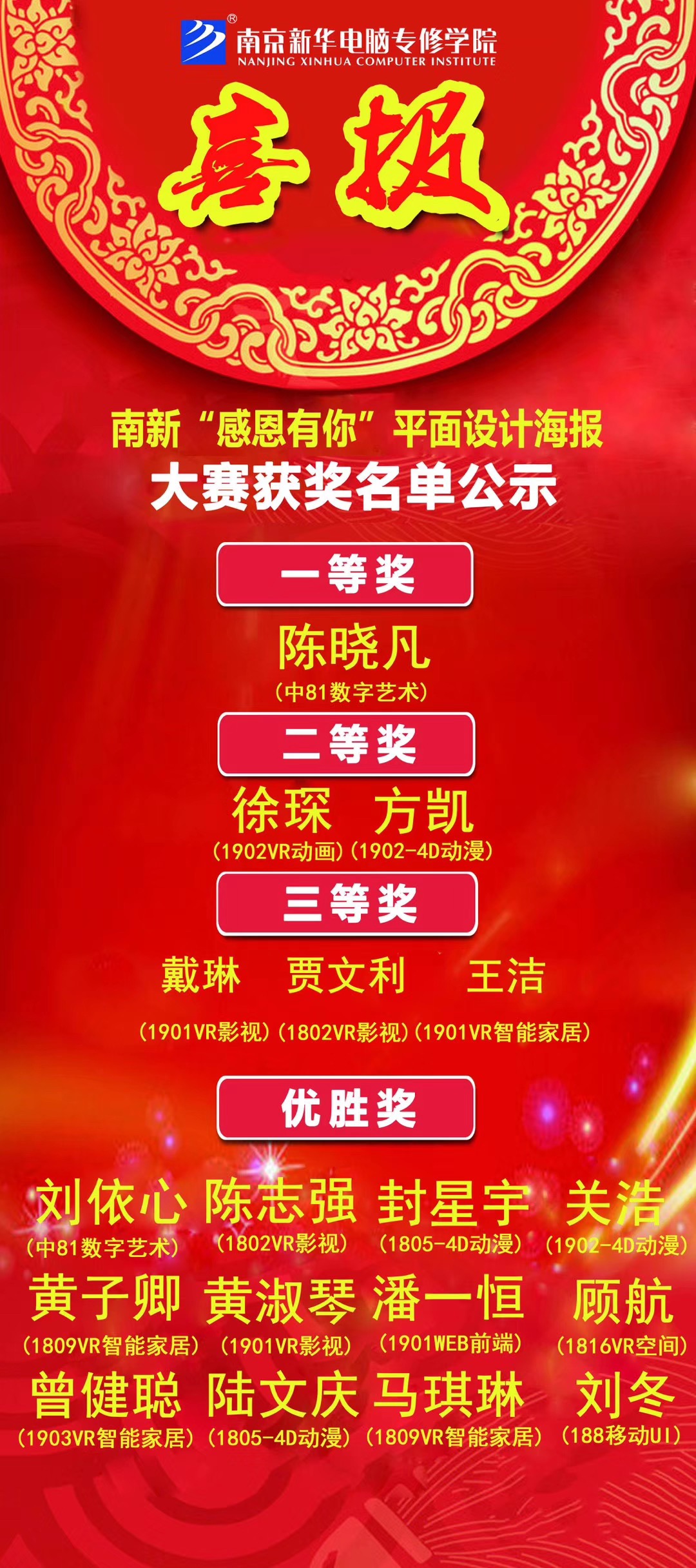 咻！前方為您發(fā)來(lái)南京新華“感恩有你”平面海報(bào)設(shè)計(jì)大賽的獲獎(jiǎng)捷報(bào)啦！