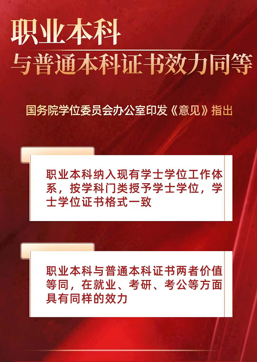 又一利好消息，教育部再發(fā)文：職業(yè)本科與普通本科證書效力同等！